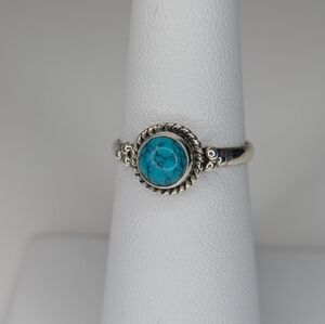 Solid Sterling Turquoise Colored Gemstone Ring 6